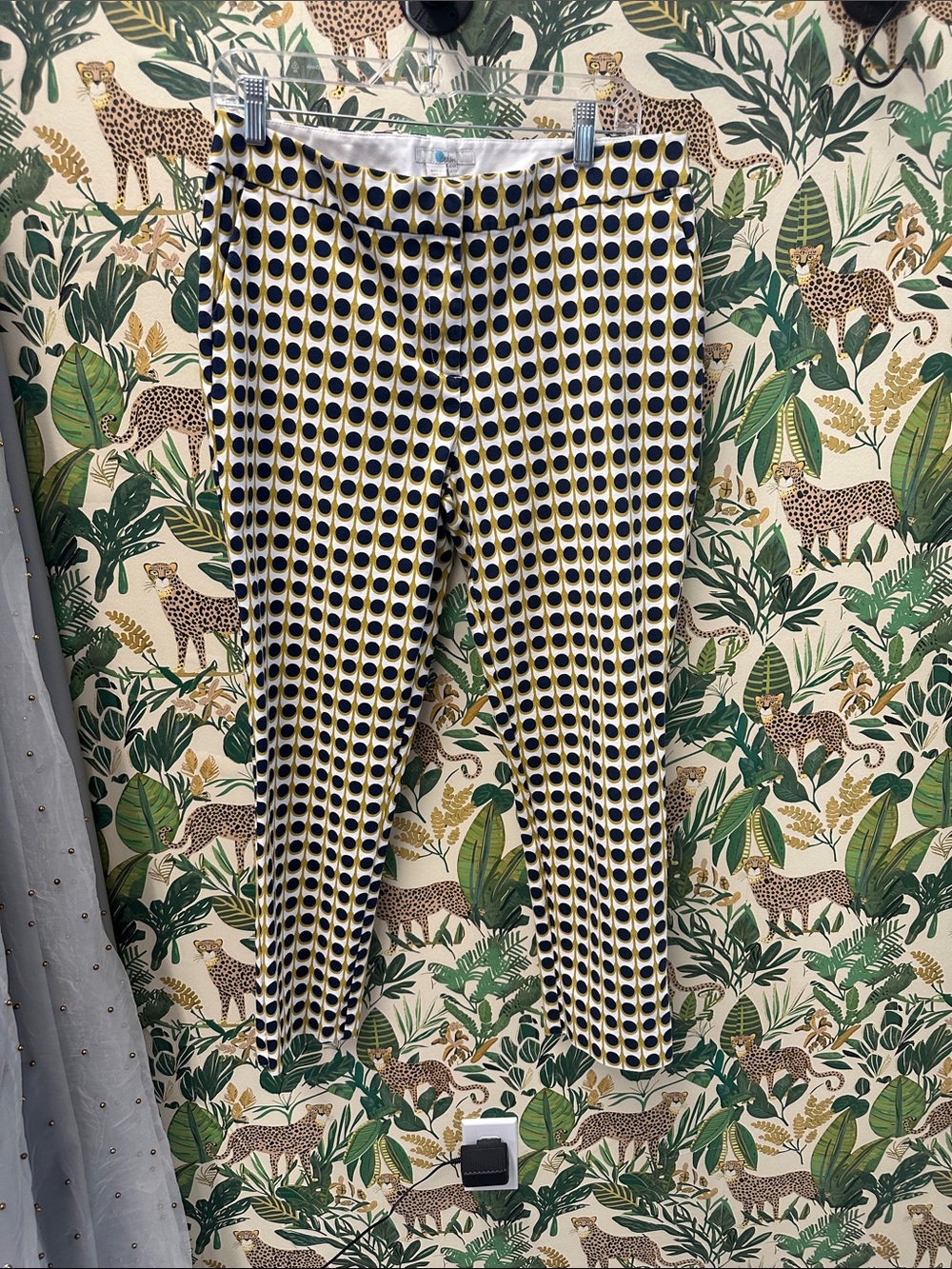 Boden Patterned Slim Fit Women’s Pants in Navy and Yellow 12R